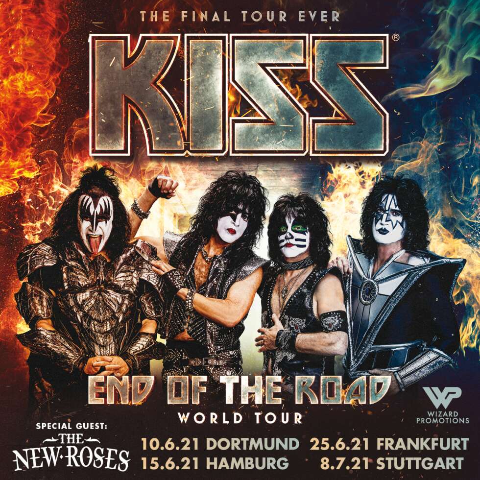 KISS-Plakat zur End Of The Road World Tour mit Deutschland-Terminen