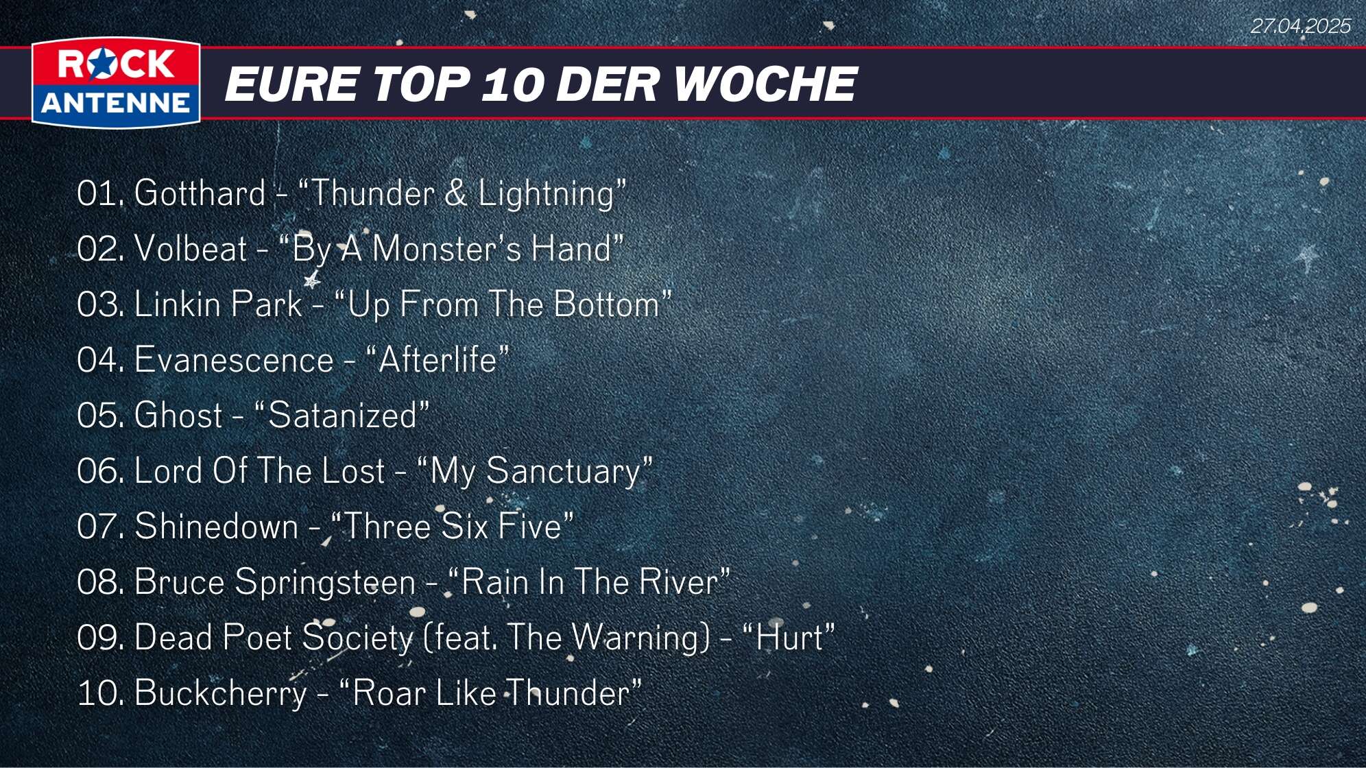 Die Top 10 vom 27.04.2025