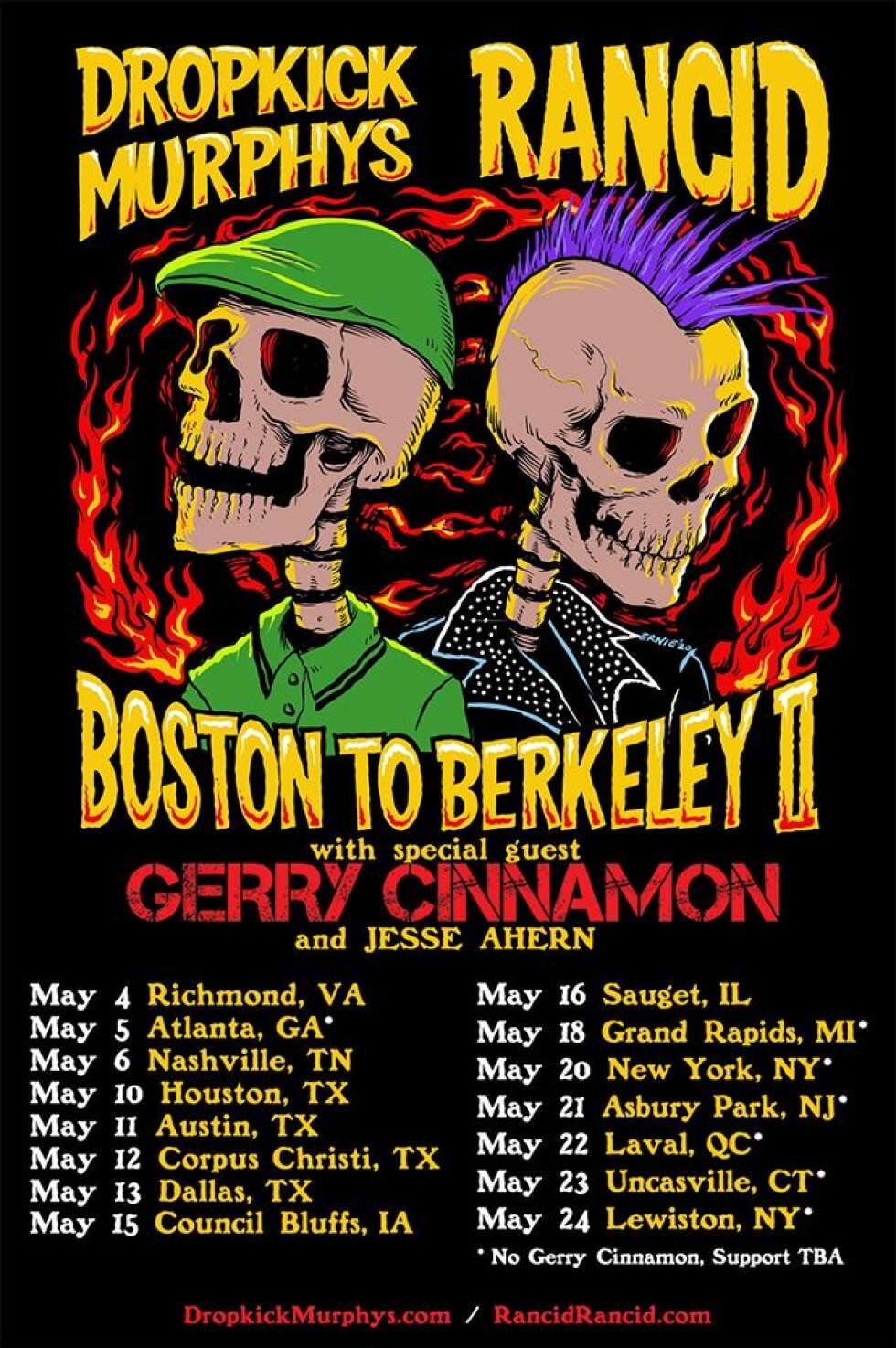 Tourplakat für die gemeinasme US-Tour von Rancid und Dropkick Murphys