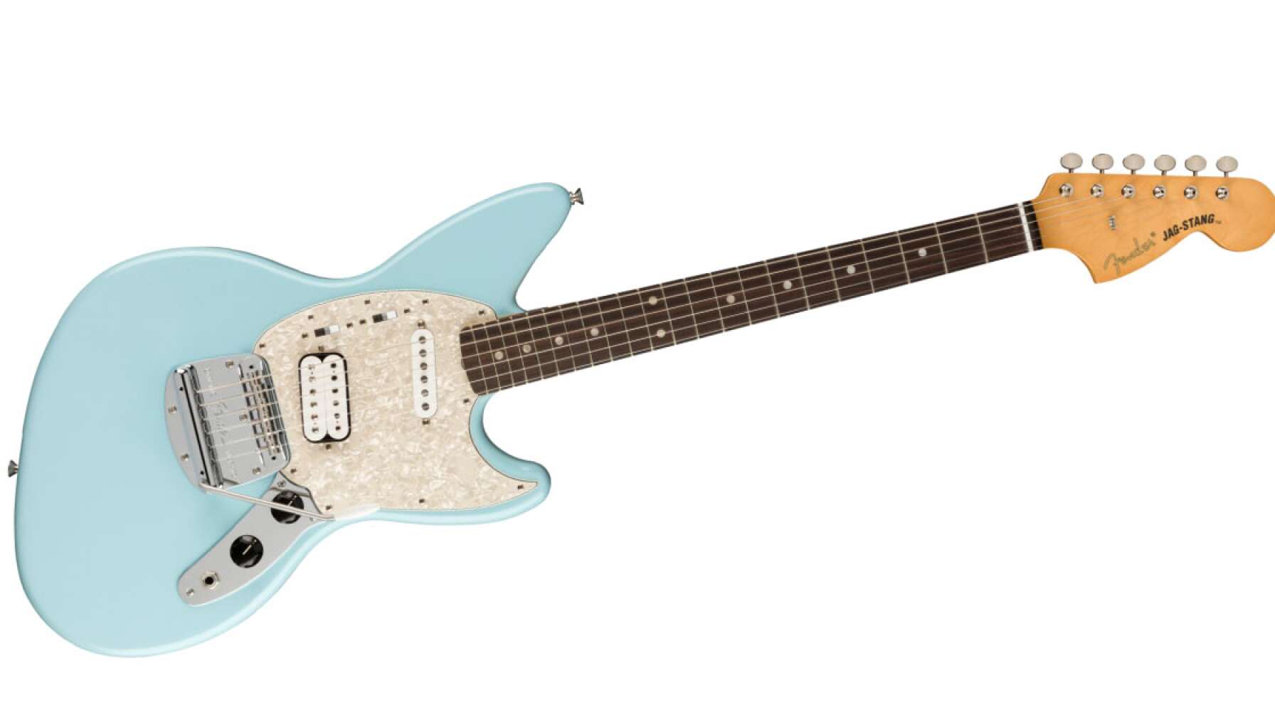 Eine Fender-Gitarre vor weißem Hintergrund