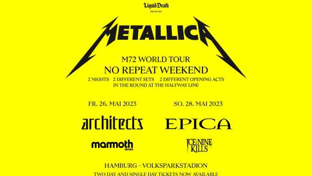 Metallica: Epica supporten statt Five Finger Death Punch beim Doppelkonzert in Hamburg