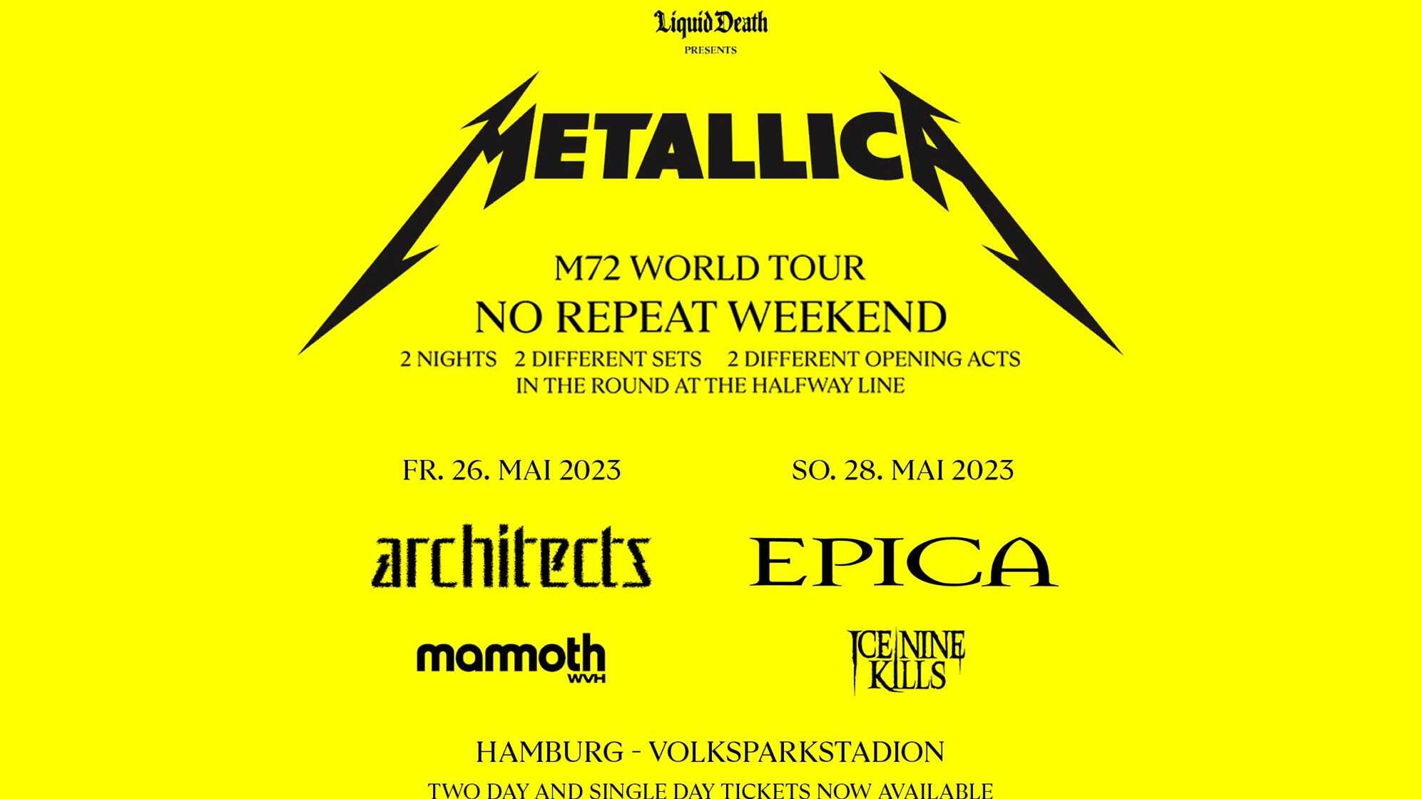 Neues Konzertplakat von Metallica mit Epica als Support