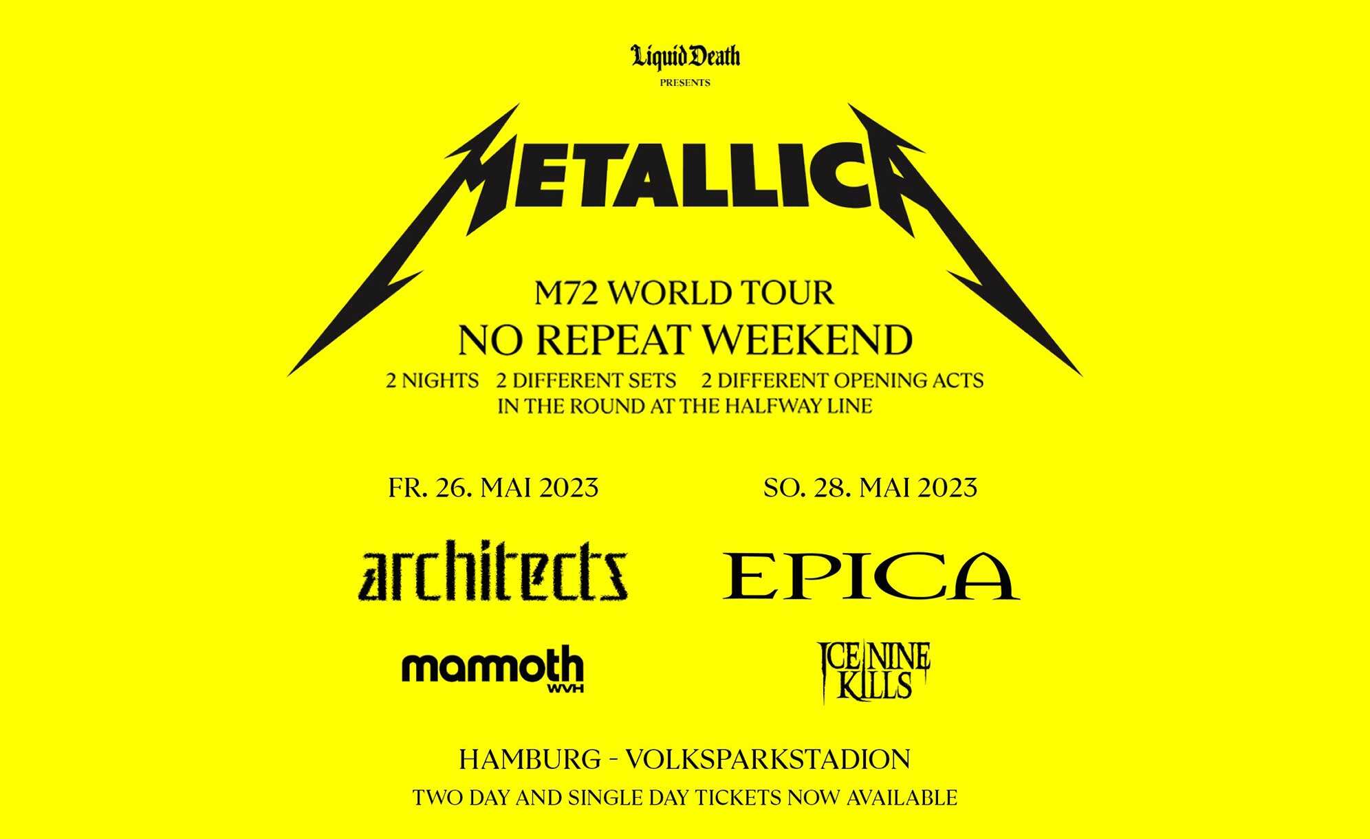 Neues Konzertplakat von Metallica mit Epica als Support