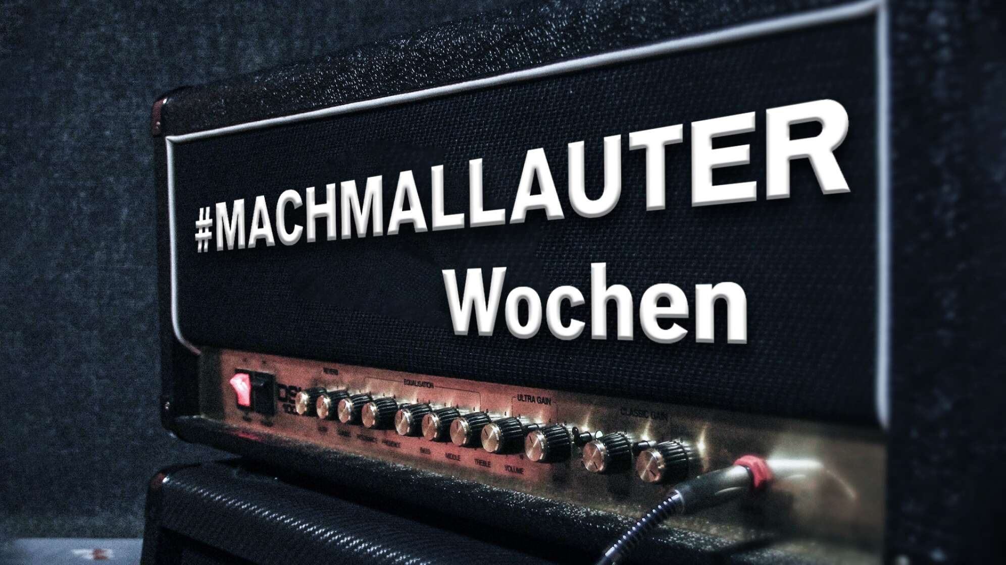 Ein Bild von einem Marshall Verstärker mit Aufschrift "Machmallauter Wochen"