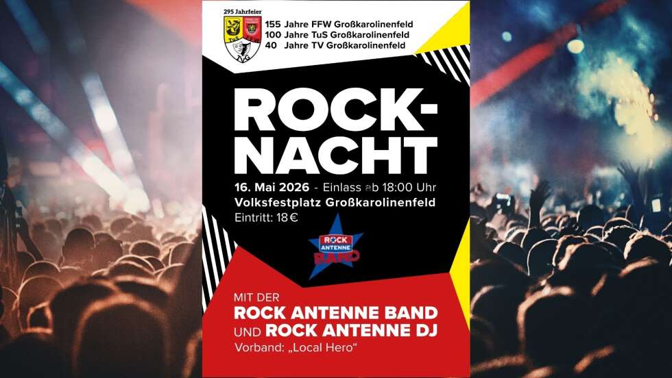 16.05.2026: 295-Jahr-Feier Großkarolinenfeld mit ROCK ANTENNE Band & DJ!