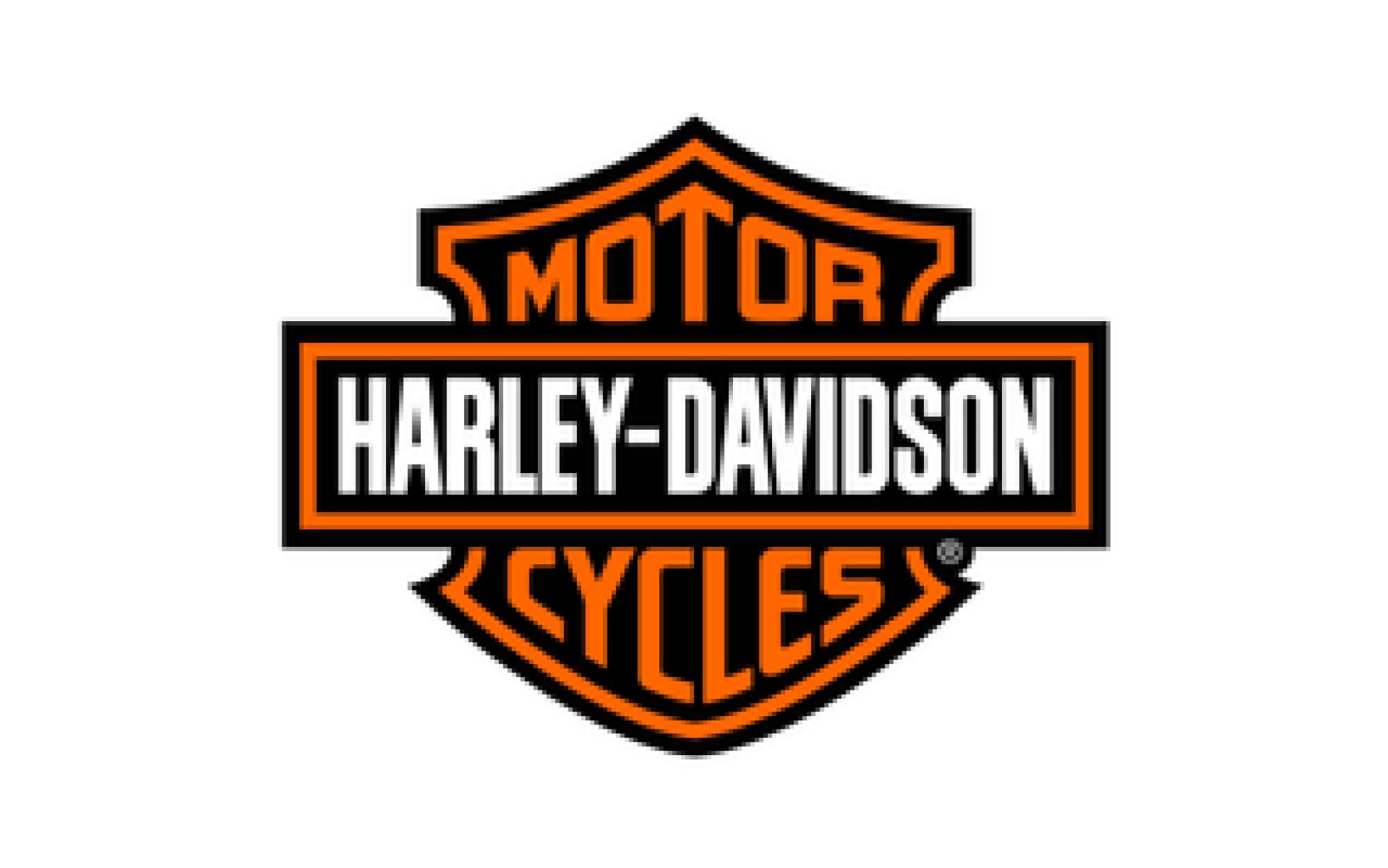 Logo des Motorrad-Herstellers Harley-Davidson auf weißem Hintergrund