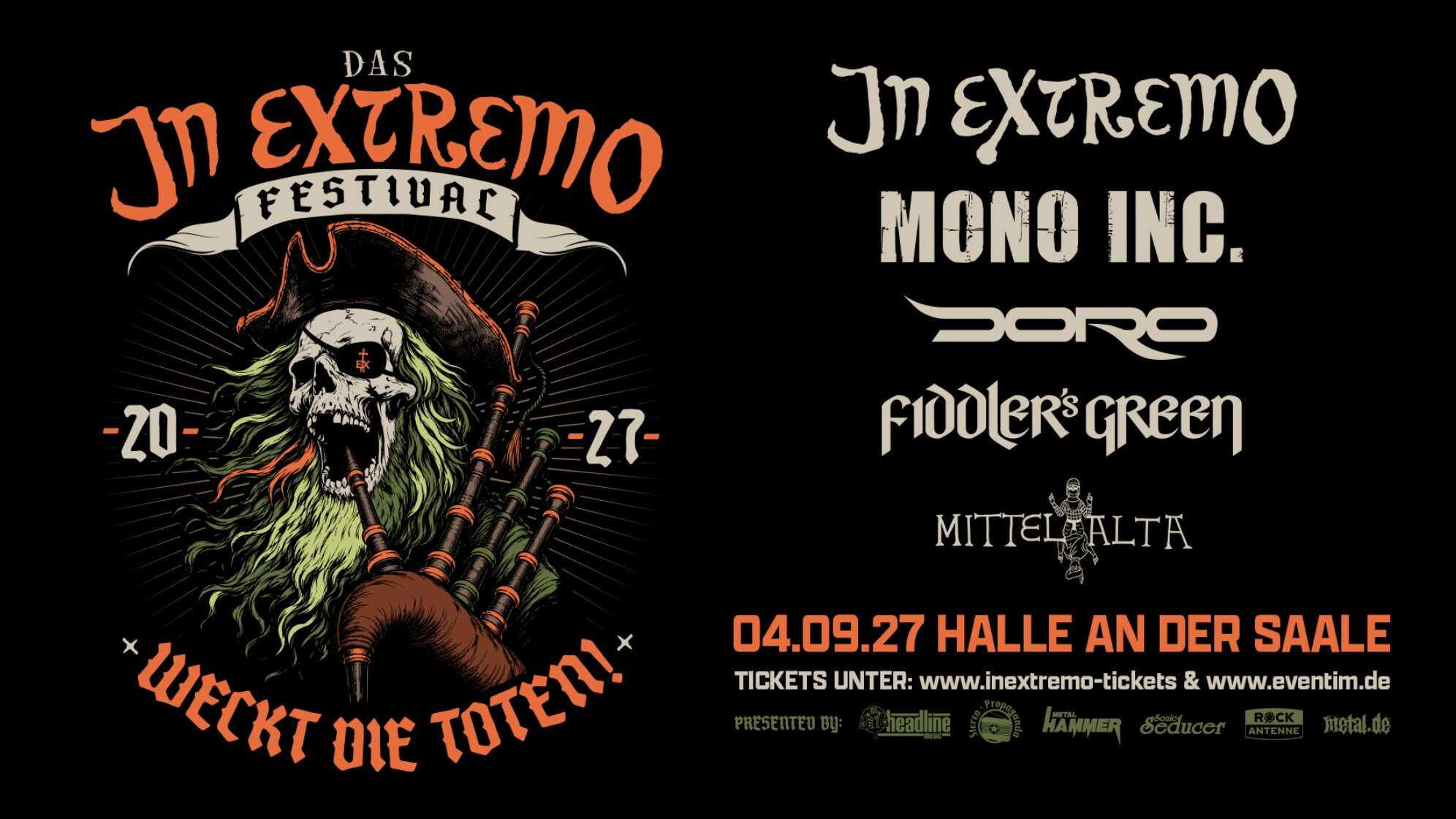 Das Weckt die Toten Festival 2027 mit In Extremo, Mono Inc, Doro, Fiddler's Green und Mittelalta