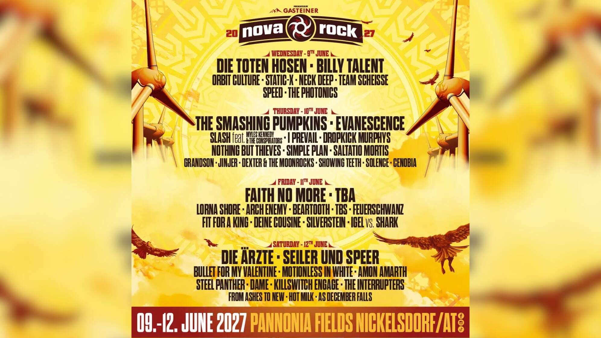 Das Lineup vom Nova Rock 2027