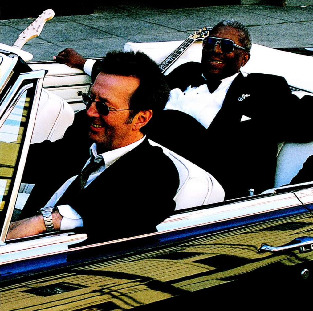B.B. King mit Eric Clapton, im Auto sitzend