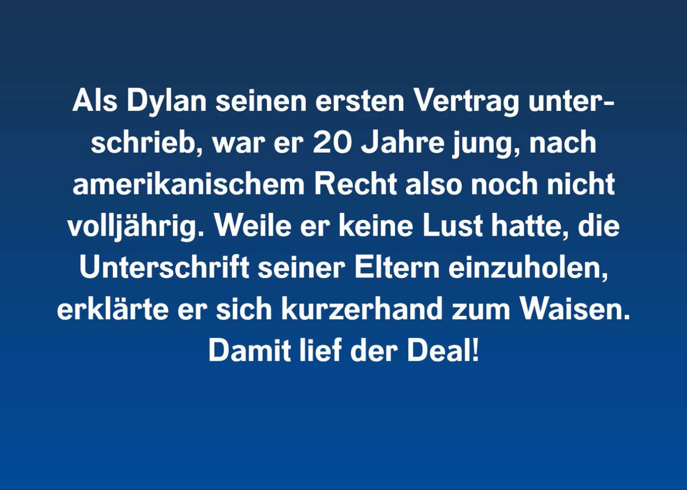 Fakt über Bob Dylan als Fließtext