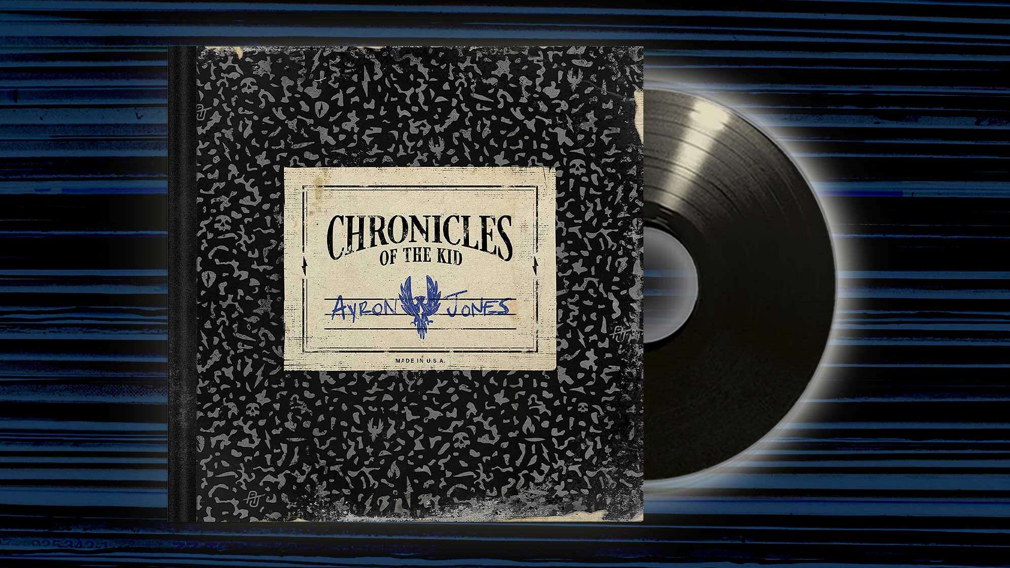Albumcover von Ayron Jones "Chronicles Of The Kid"-Album, das ein Buchcover zeigt