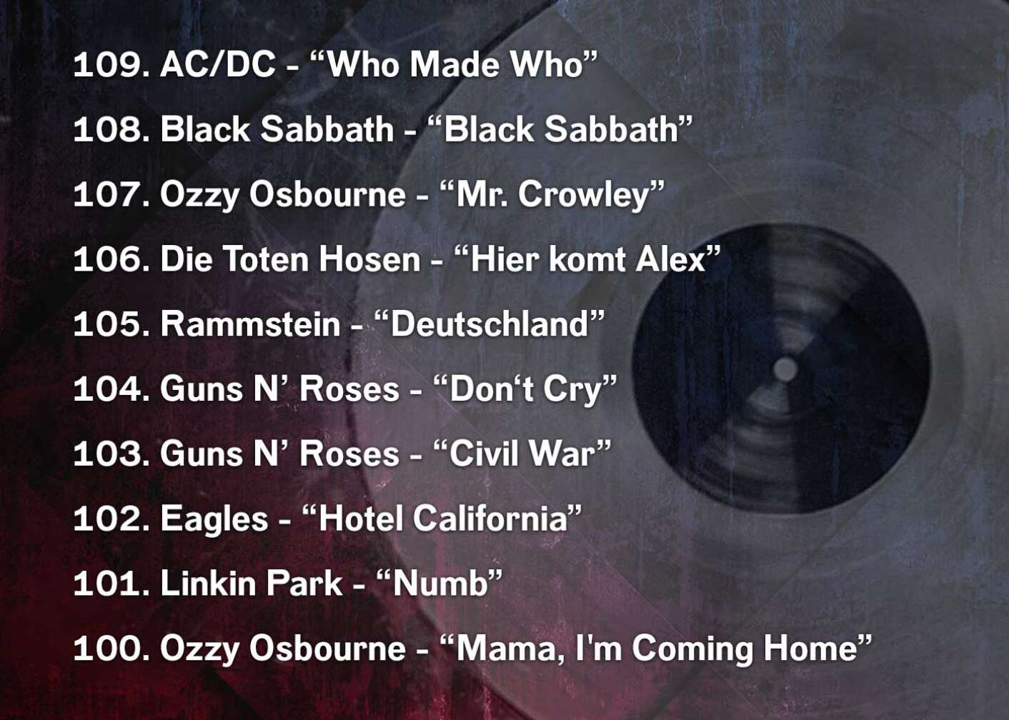 Die 666 besten Rocksongs