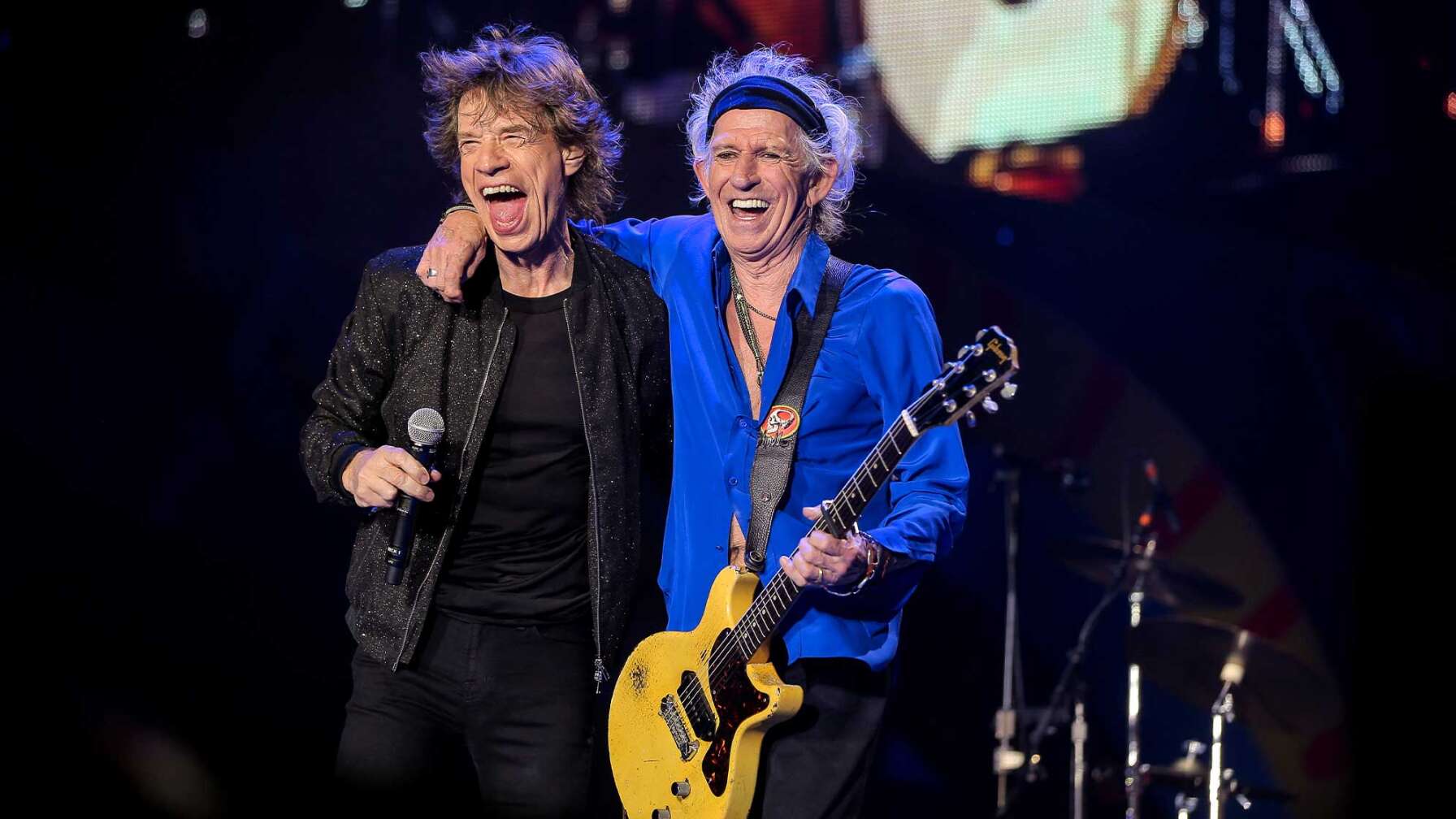 Keith Richards und Mick Jagger von The Rolling Stones auf der Bühne