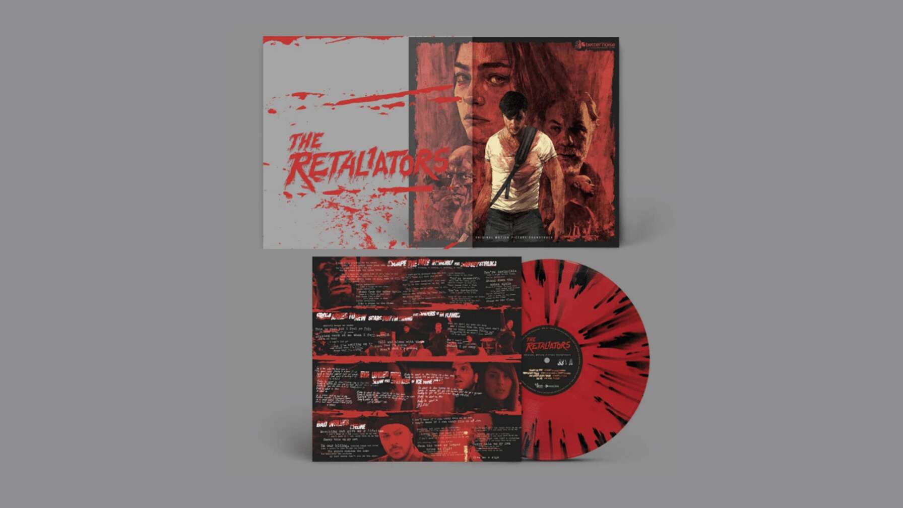 Der Soundtrack zu "The Retaliators" als rot-schwarze Vinyl-LP.