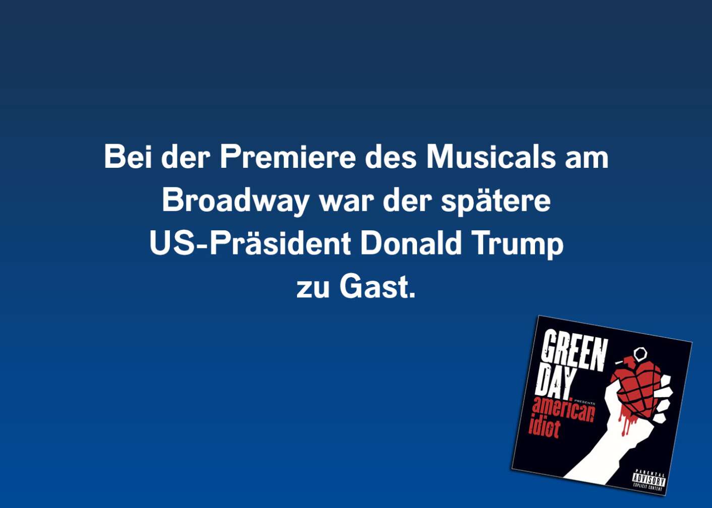 Bei der Premiere des Musicals am Broadway war der spätere US-Präsident Donald Trump zu Gast.