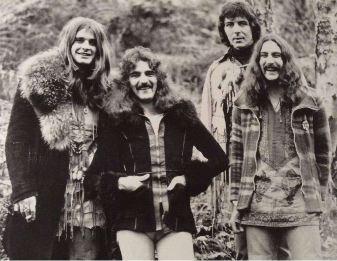 Black Sabbath Gruppenfoto in Schwarz-Weiß