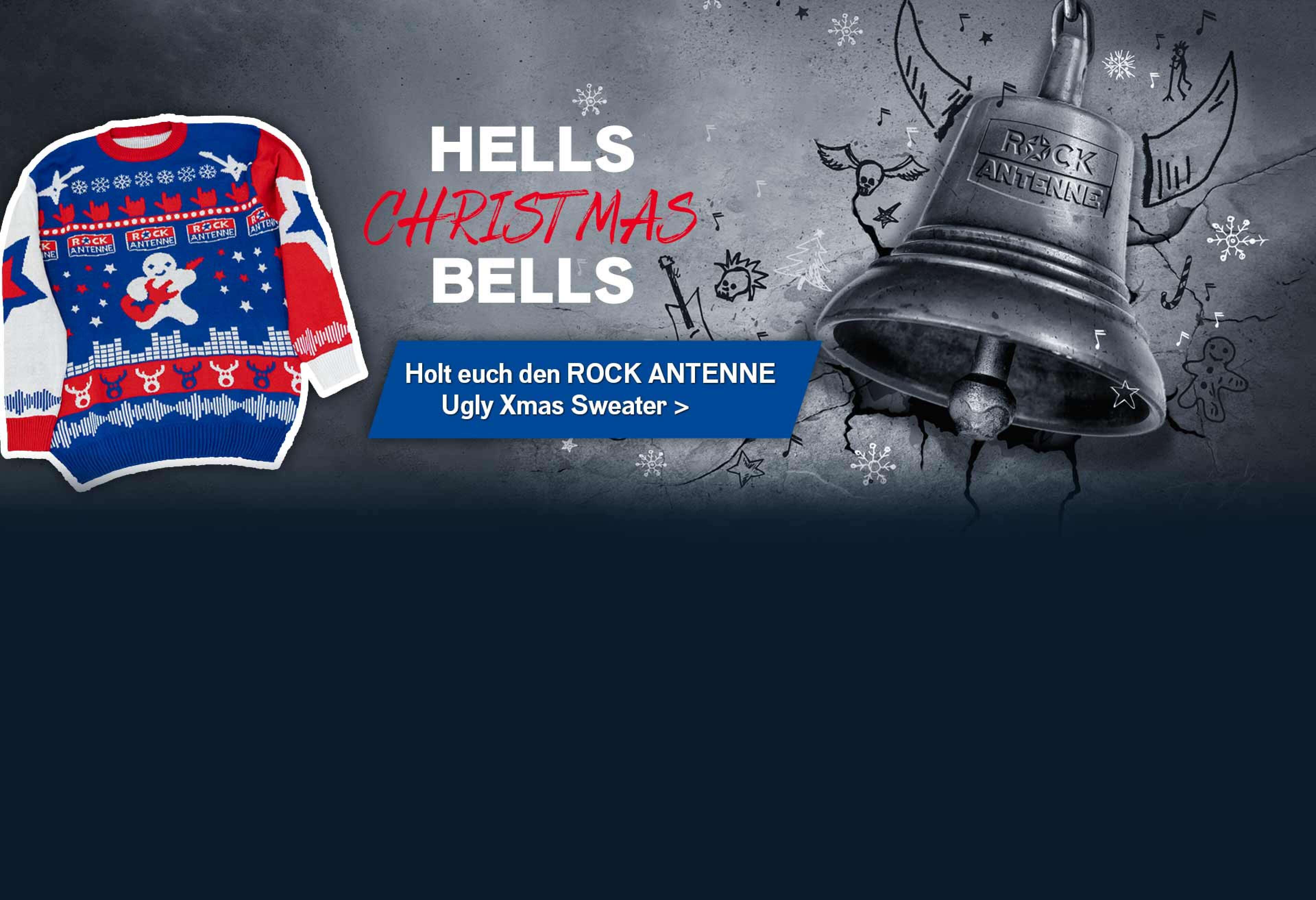 ROCK ANTENNE Hells Xmas Bells - holt euch den ROCK ANTENNE Ugly Xmas Sweater