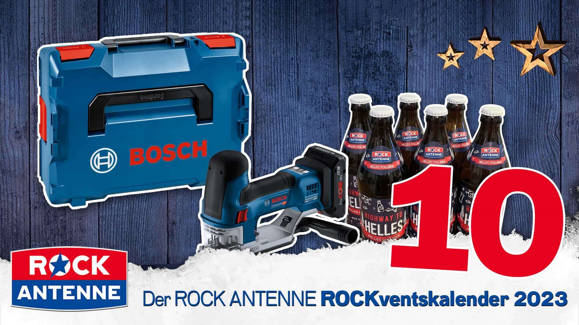 ROCK ANTENNE ROCKventskalender Türchen 10: BOSCH Professional Stichsäge Werkzeug Set mit ROCK ANTENNE Bier