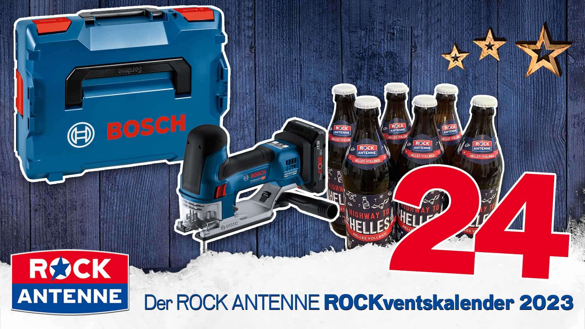 ROCK ANTENNE ROCKventskalender Türchen 24: BOSCH Professional Werkzeugpaket mit Akku-Stichsäge und ROCK ANTENNE bier