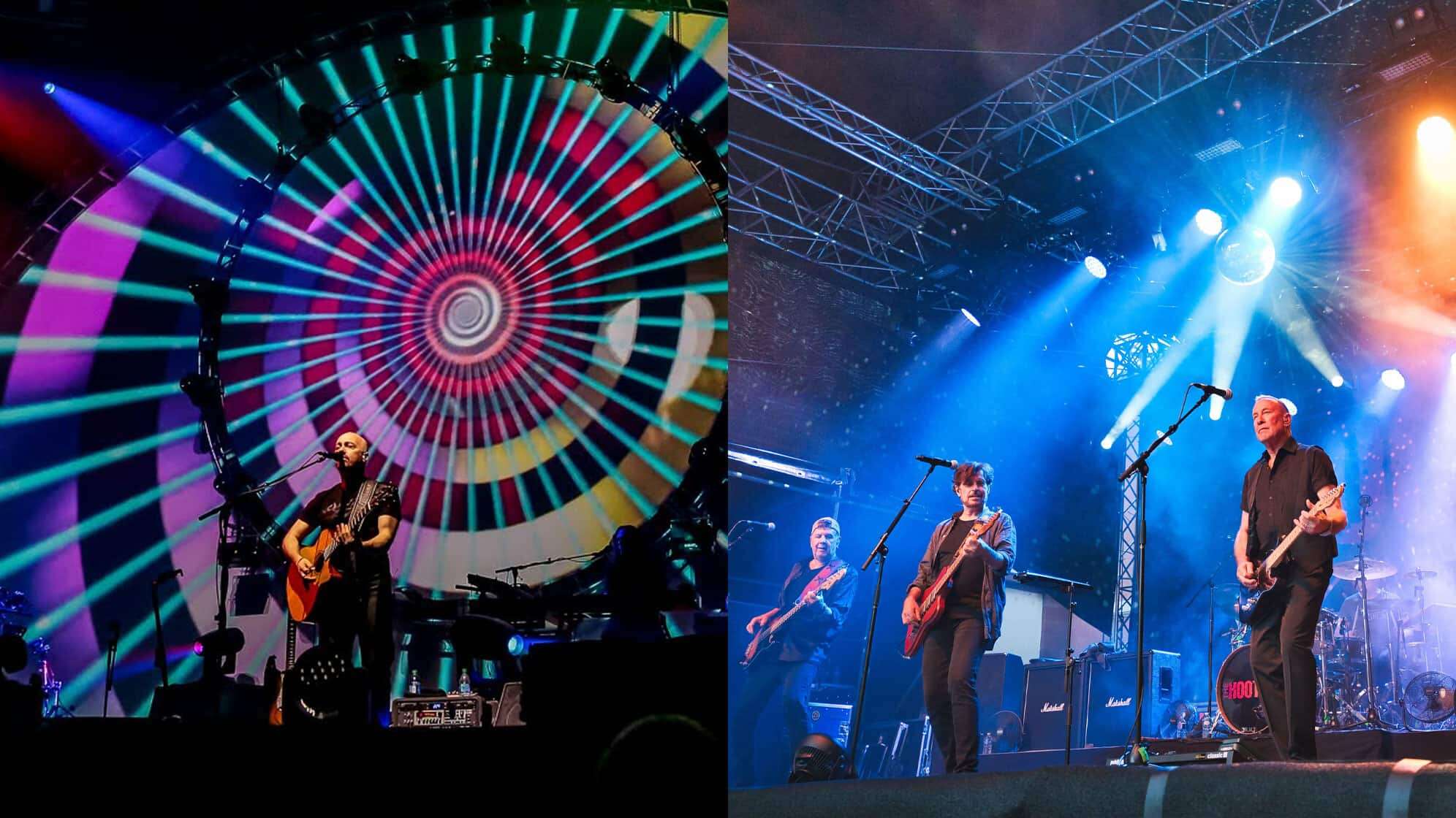 Bilder von Brit Floyd und The Hooters auf der Bühne