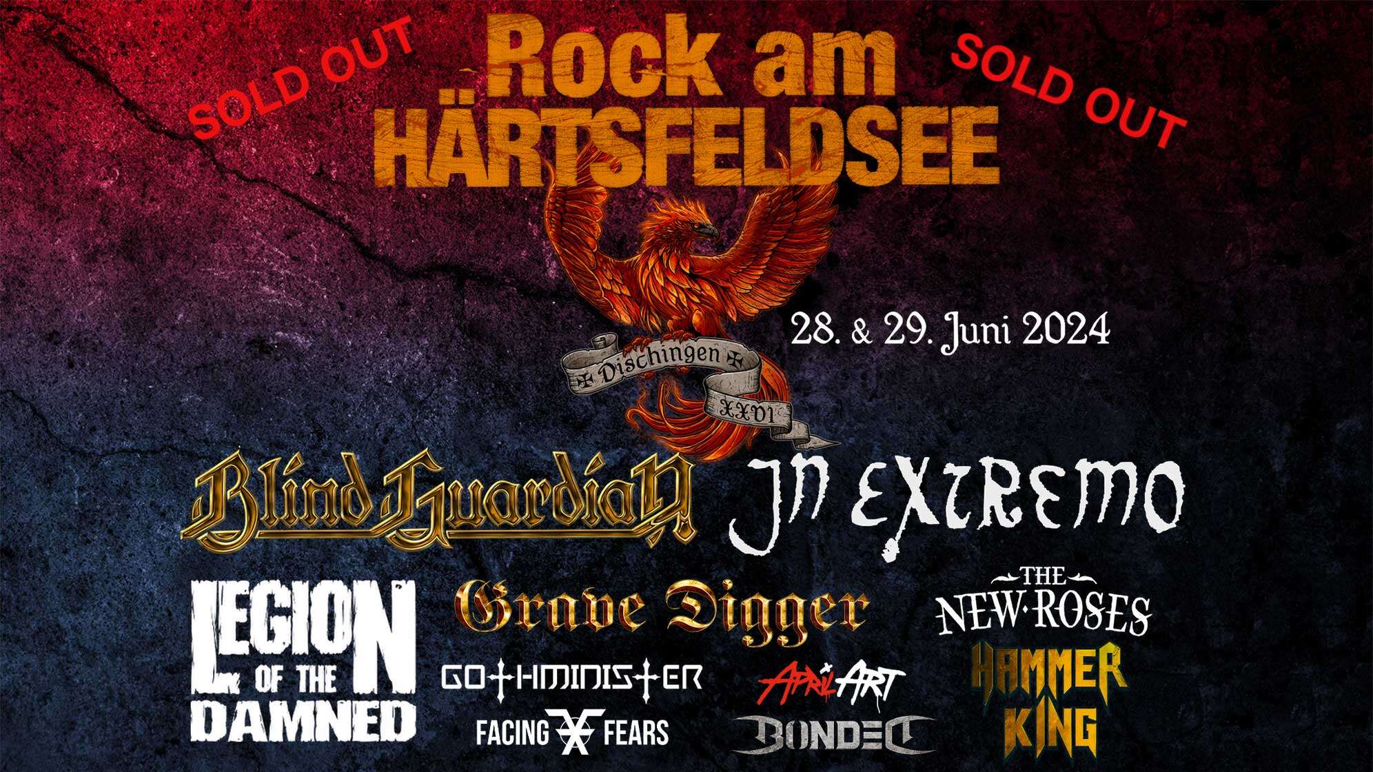 Das Lineup für das Rock am Härtsfeldsee: Blind Guardian, In Extremo, Legion of the Damned, The New Roses, Grave Digger, Bonded, Hammer King, Gothminister, April Art und Facing Fears