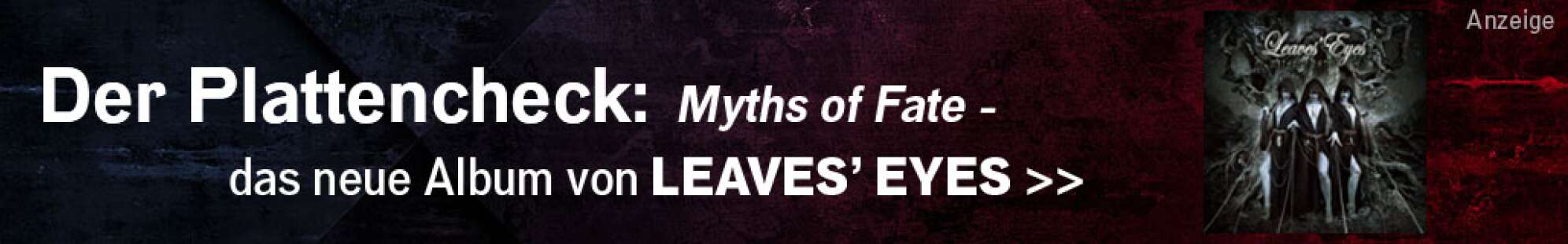 Werbeanzeige der Band Leaves' Eyes zum neuen Album Myths of Fate