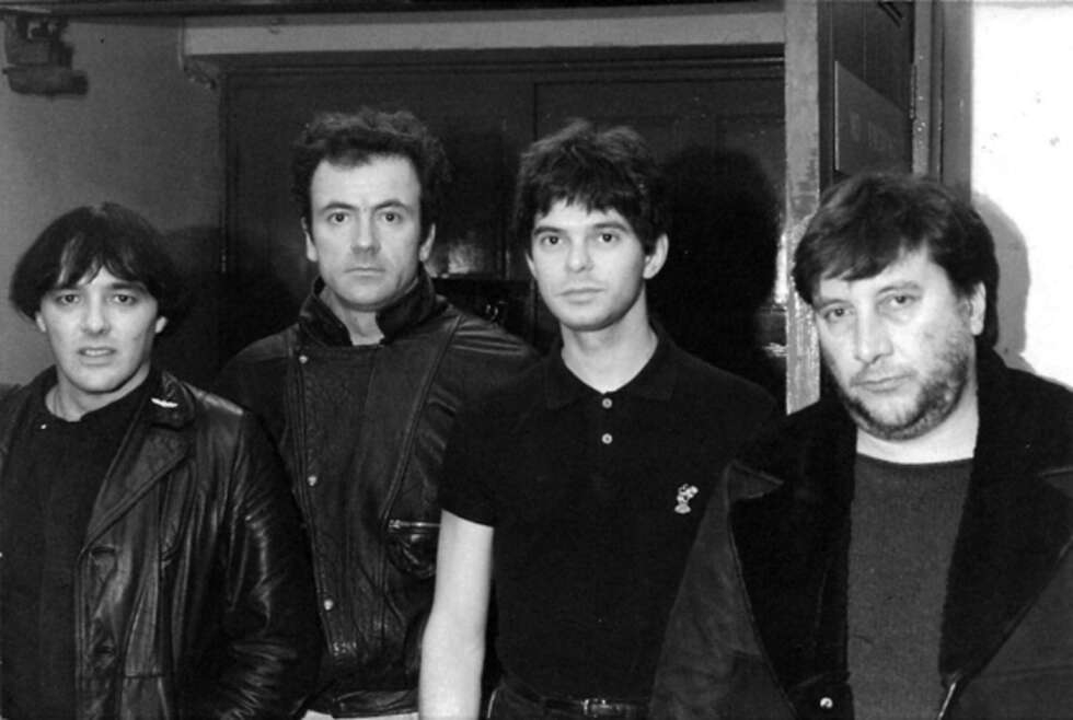 Stranglers Gruppenfoto in Schwarz-Weiß