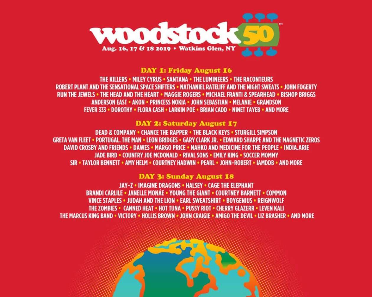 Line Up des "Woodstock 50"