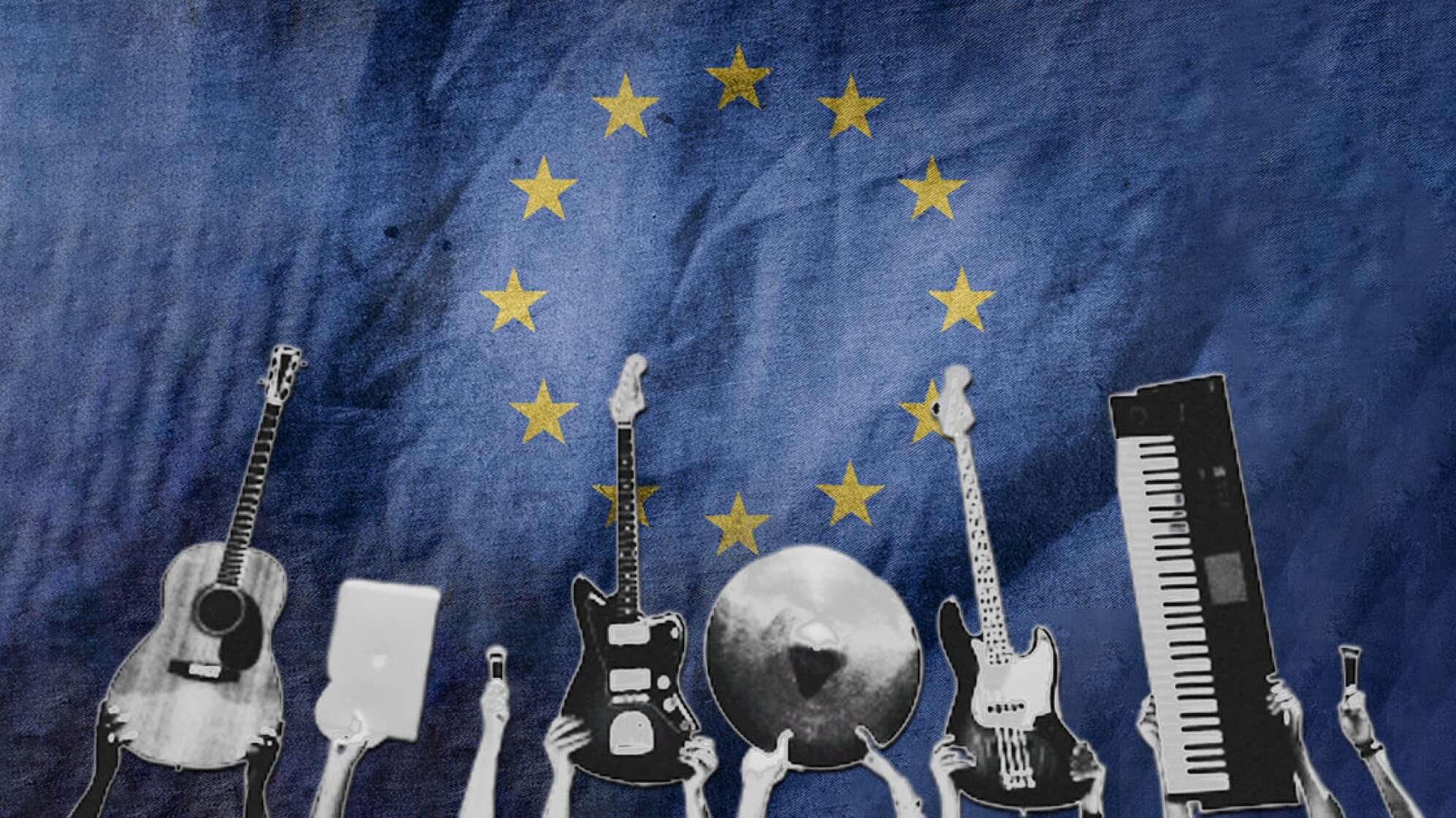 Gitarren mit Europaflagge